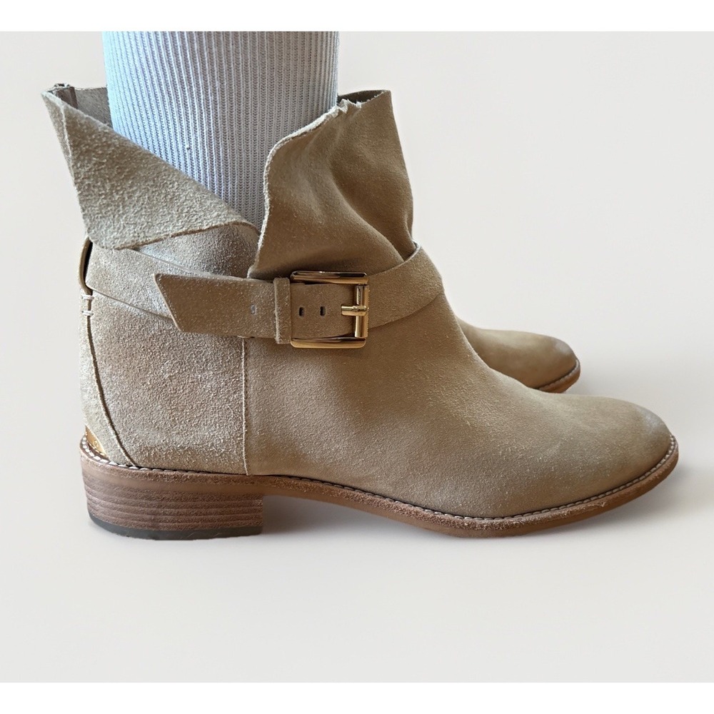 Michael Kors Taupe Suede Ankle Boots with Buckle - Picture 4 of 6
